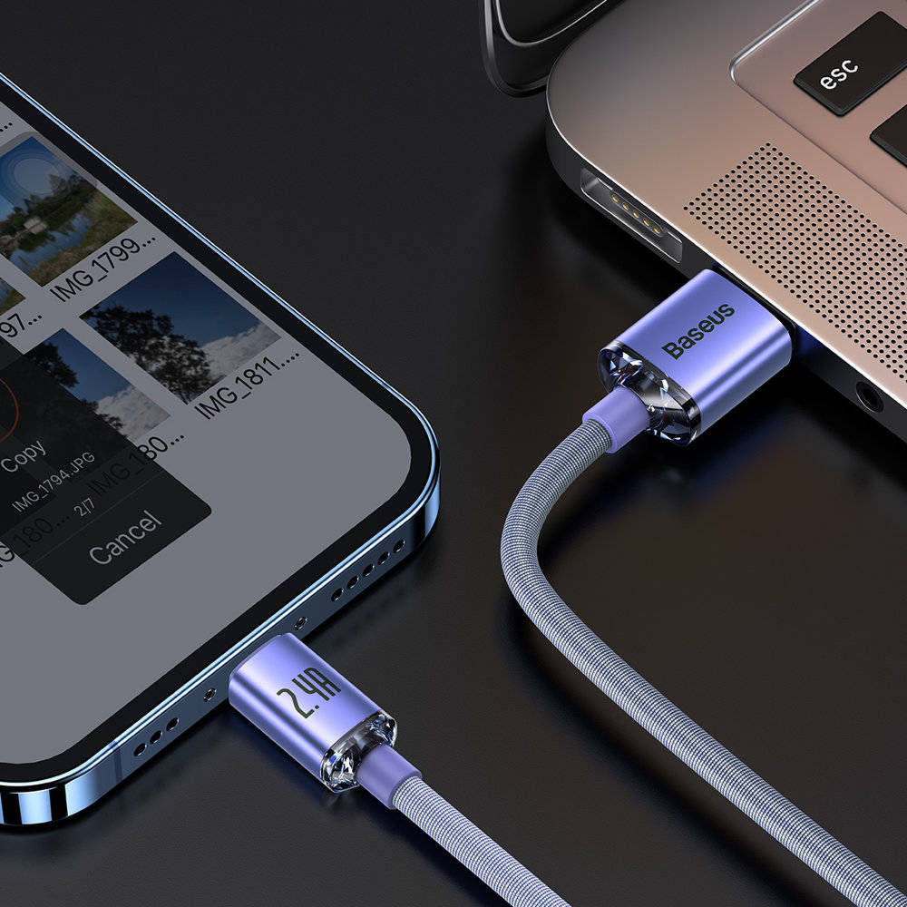 Cabo Baseus Crystal Shine USB-A para Lightning 1.2m Lils 3